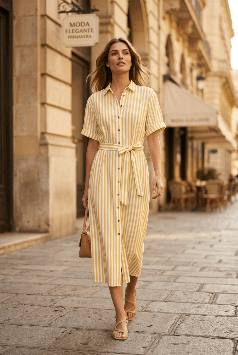 ROBE MARMARA RAYURE JAUNE - RUE MAZARINE Robe