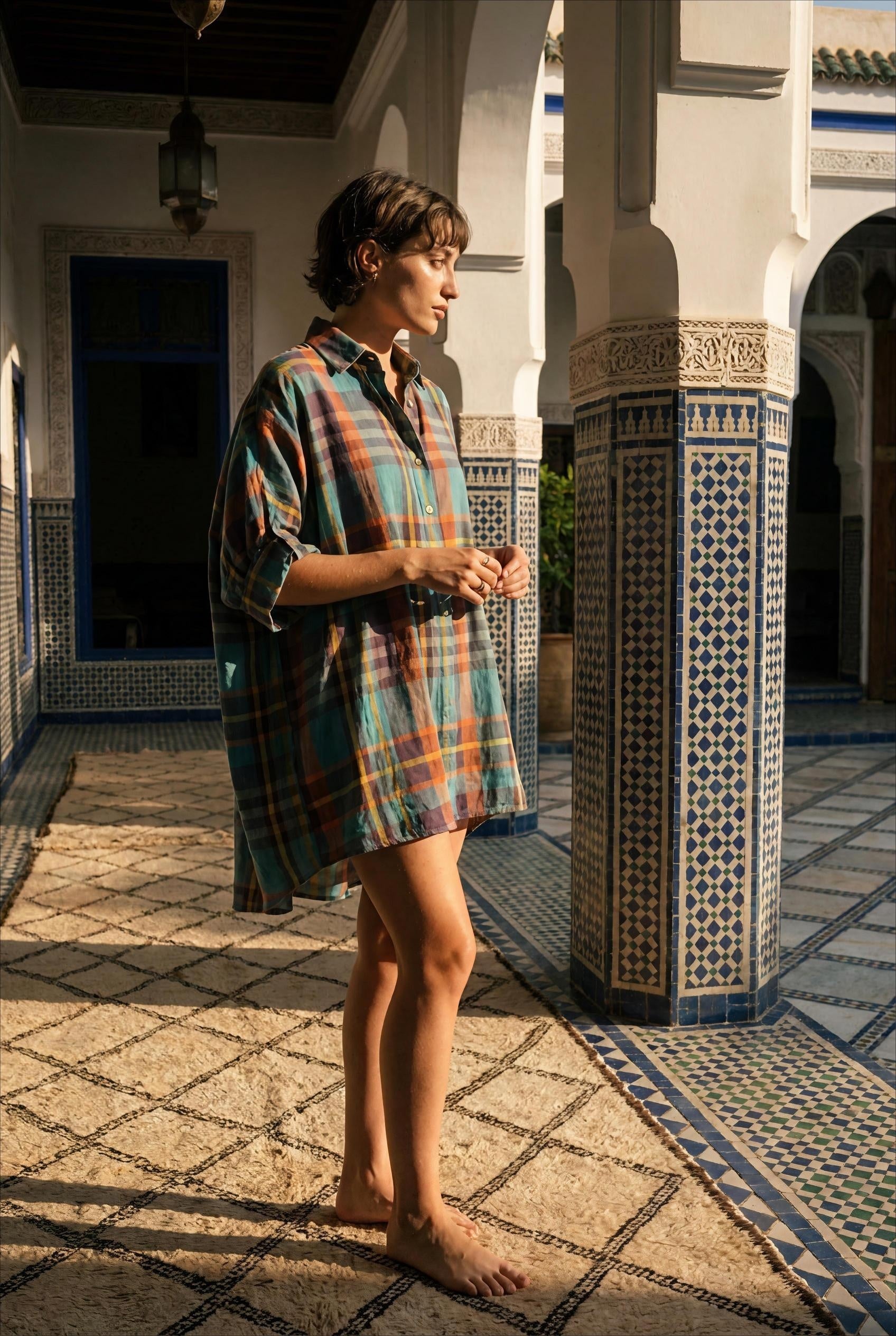 ROBE SOAN CARREAUX BLEUS - ORFEO ROBE
