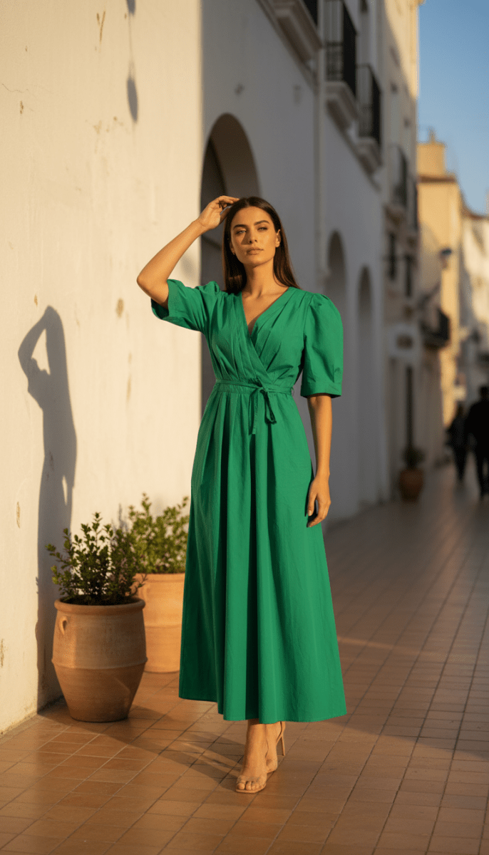 Robe Sylvie GREEN - THE KORNER Robe