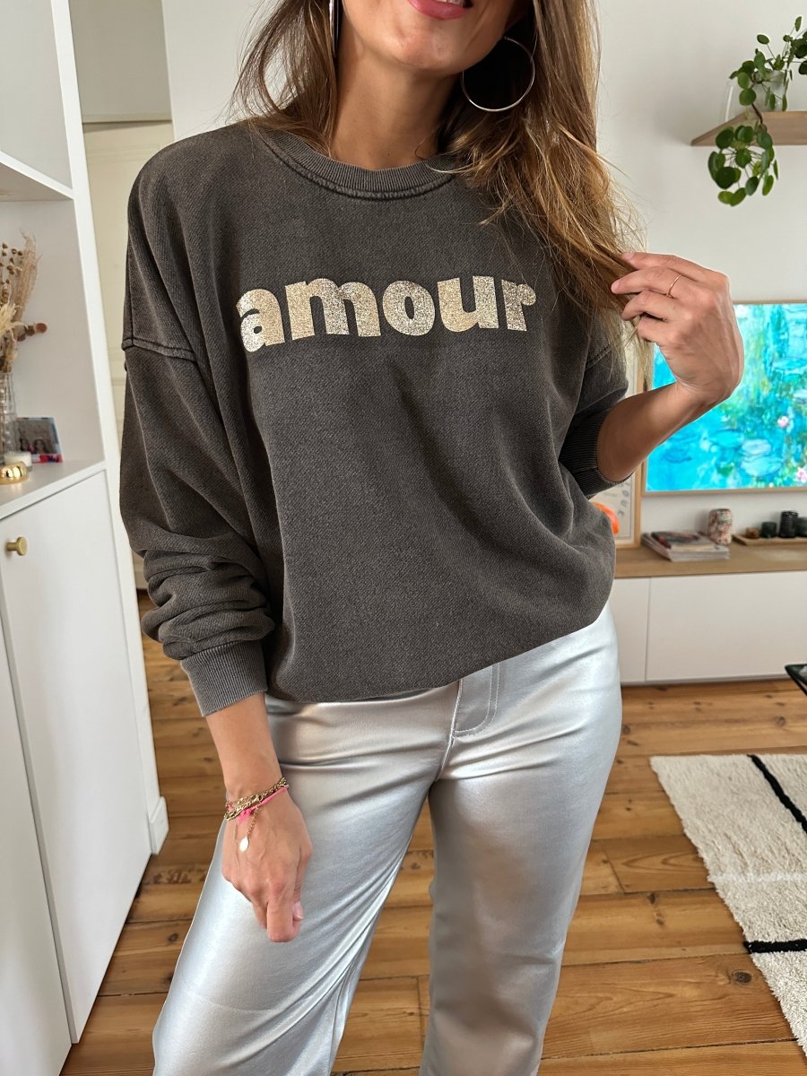 Sweat Amour Glitter NOIR - ARTY BLUSH Sweat