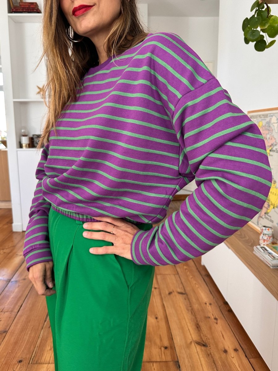 Sweat Nola VIOLET RAYE VERT - LAUREPLUSMAX Pull pour femme