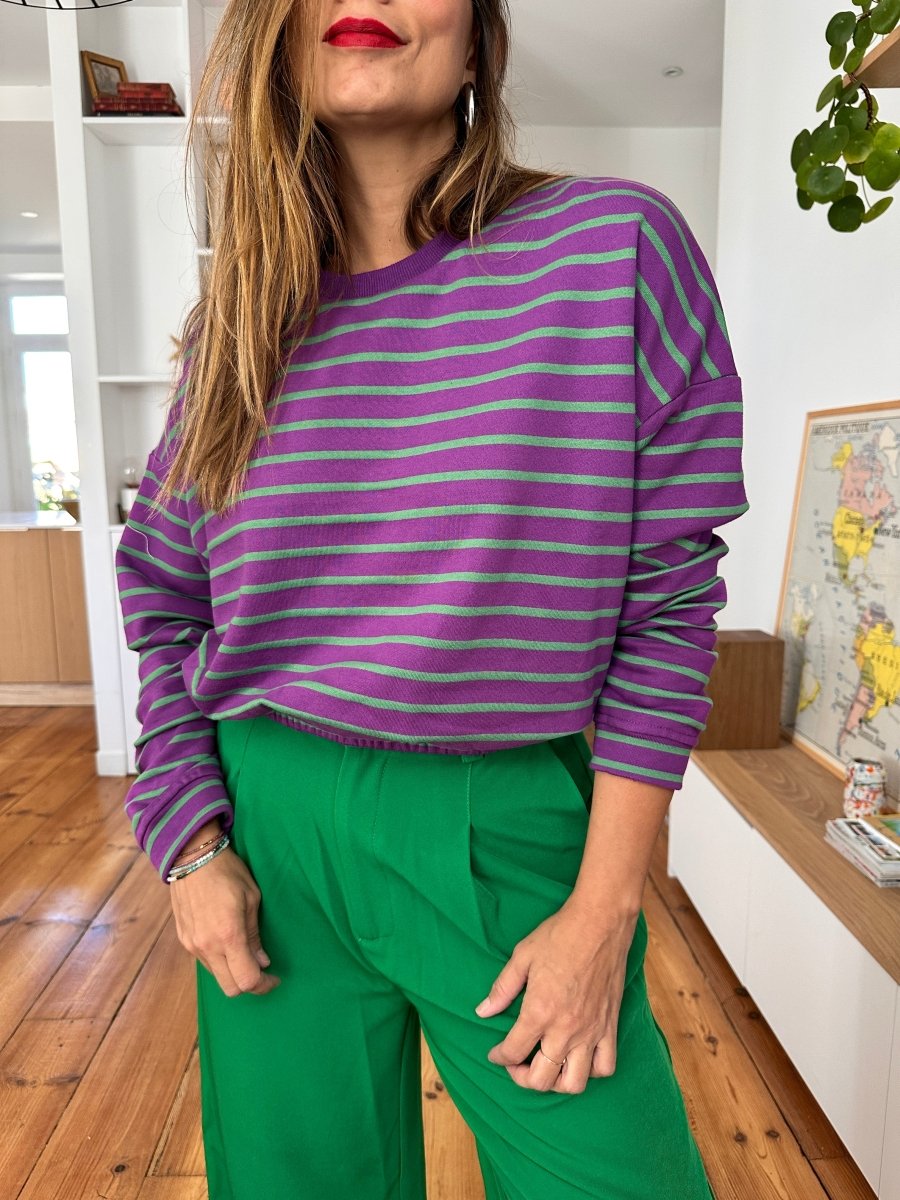 Sweat Nola VIOLET RAYE VERT - LAUREPLUSMAX Pull pour femme