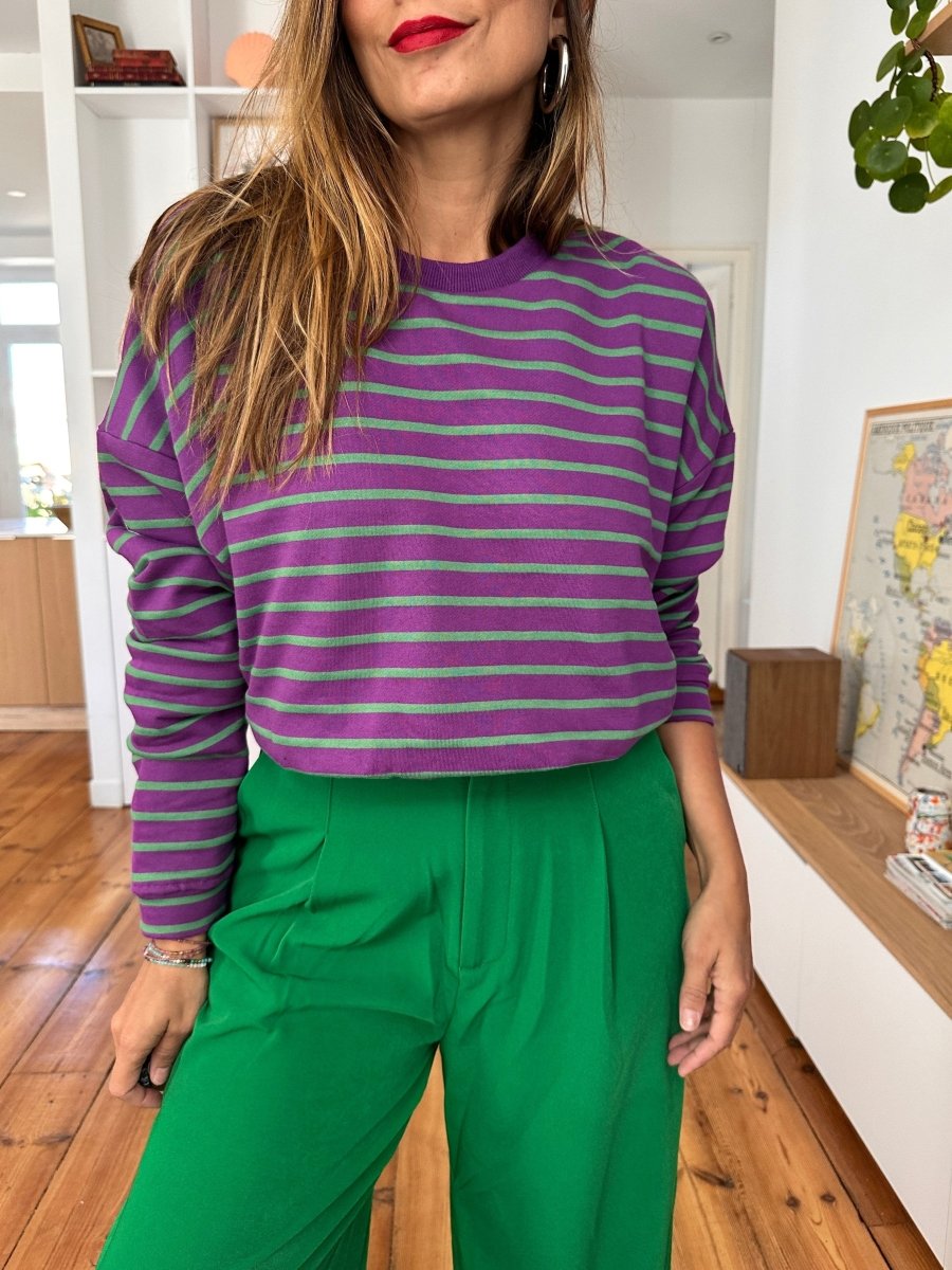 Sweat Nola VIOLET RAYE VERT - LAUREPLUSMAX Pull pour femme