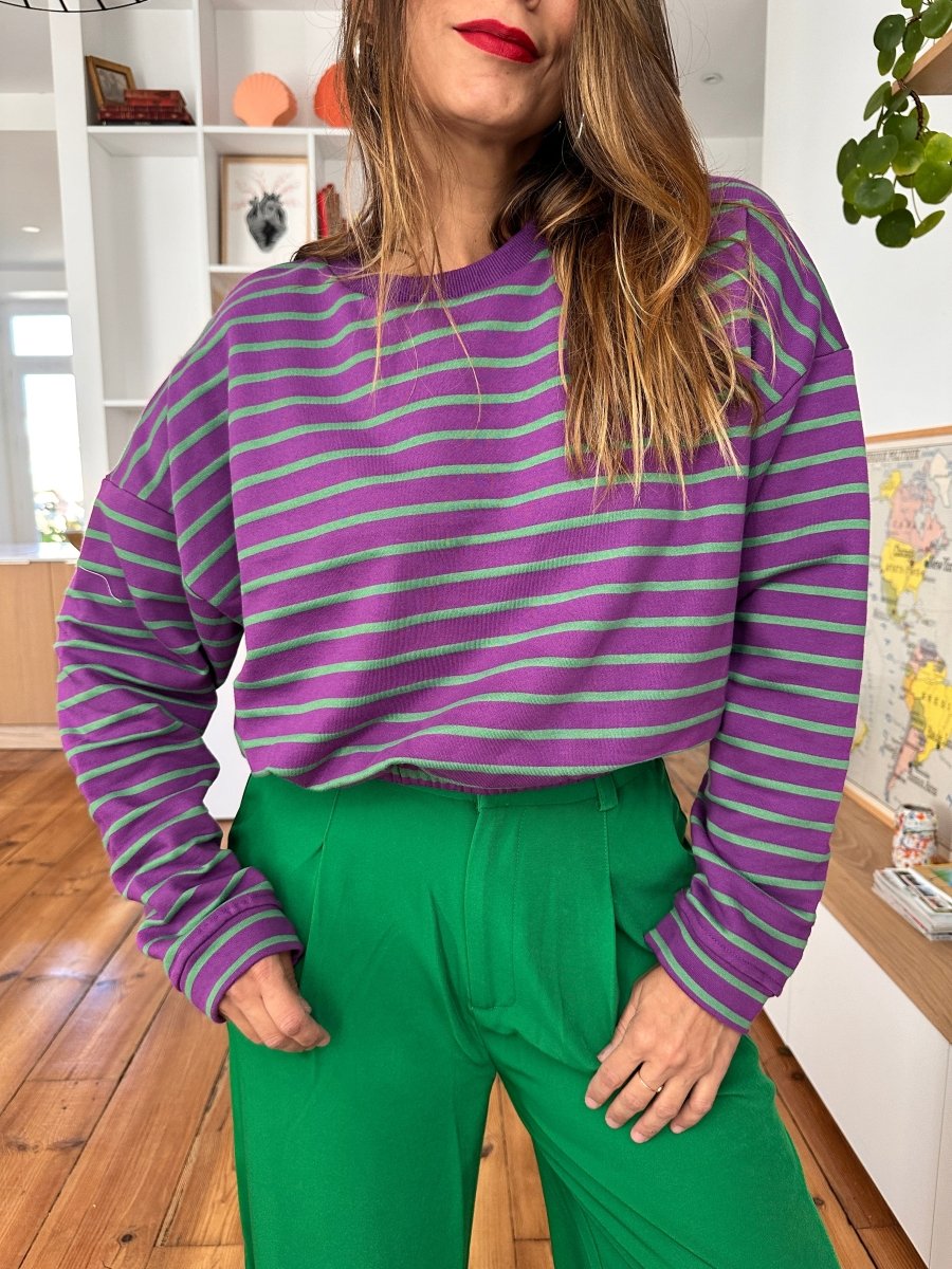 Sweat Nola VIOLET RAYE VERT - LAUREPLUSMAX Pull pour femme