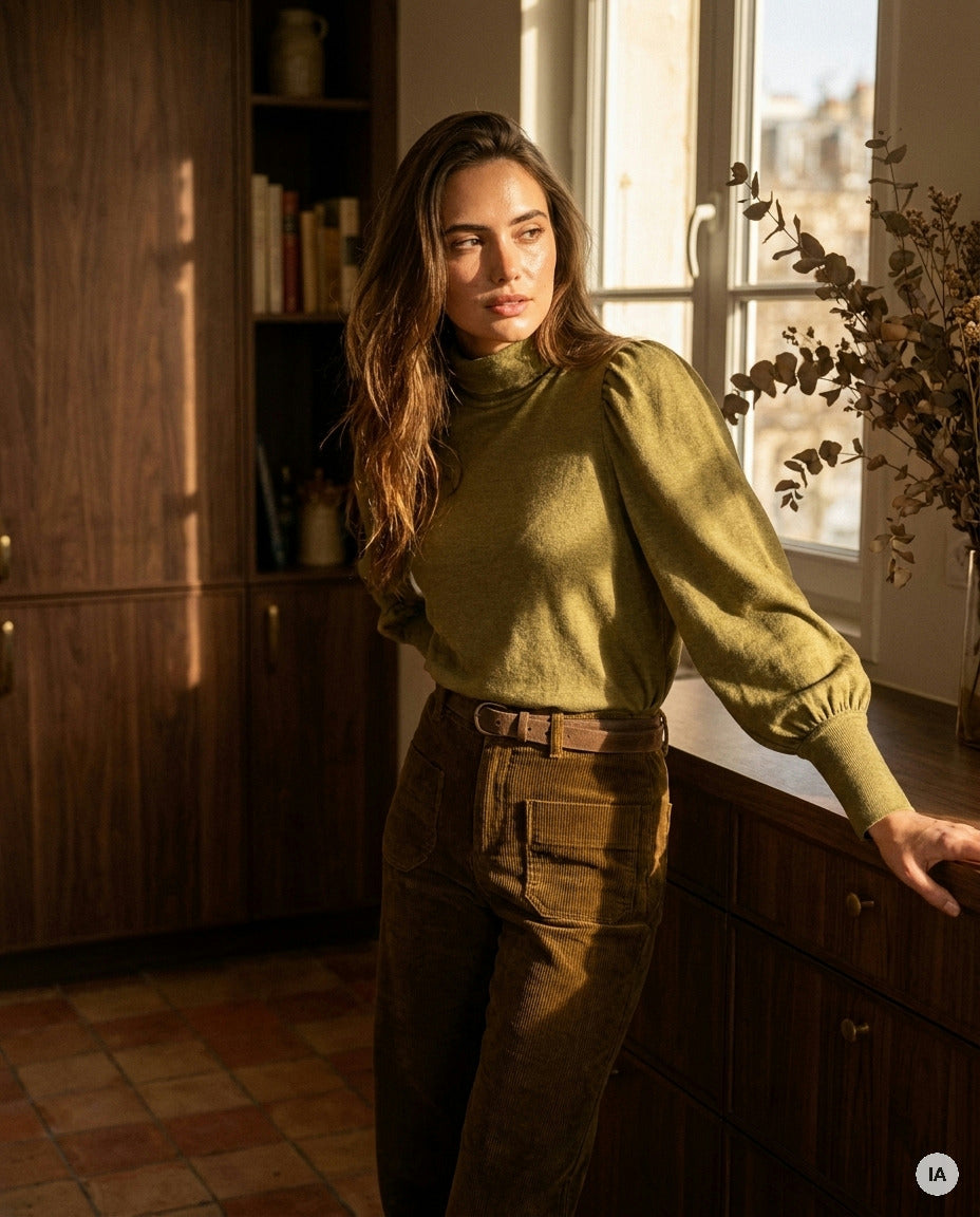 T-SHIRT ELYCIA OLIVE - MINUIT DOUZE T-SHIRT — Image générée par IA