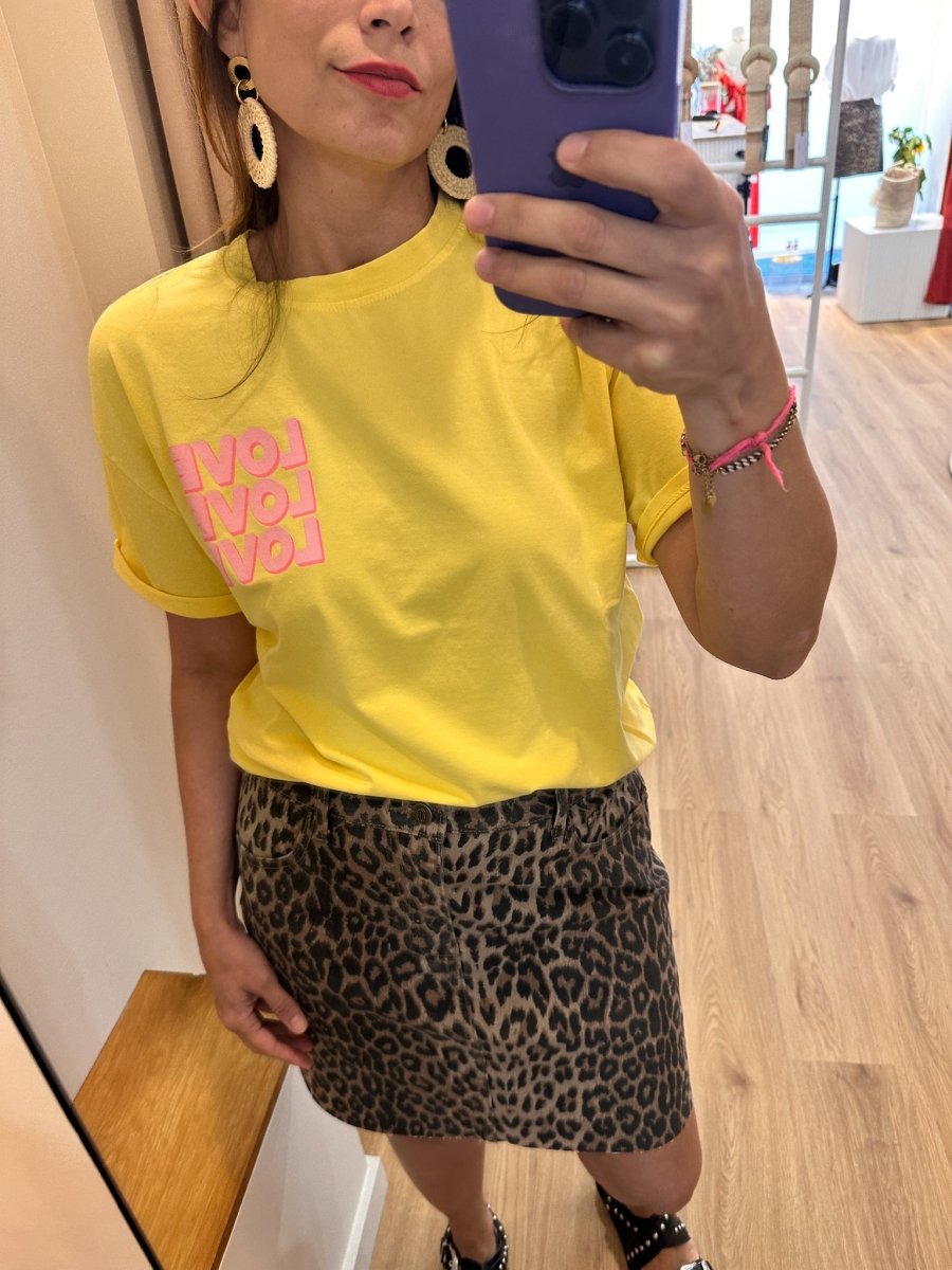 T - shirt Frenchy LOVE JAUNE - Loëla Top pour femme