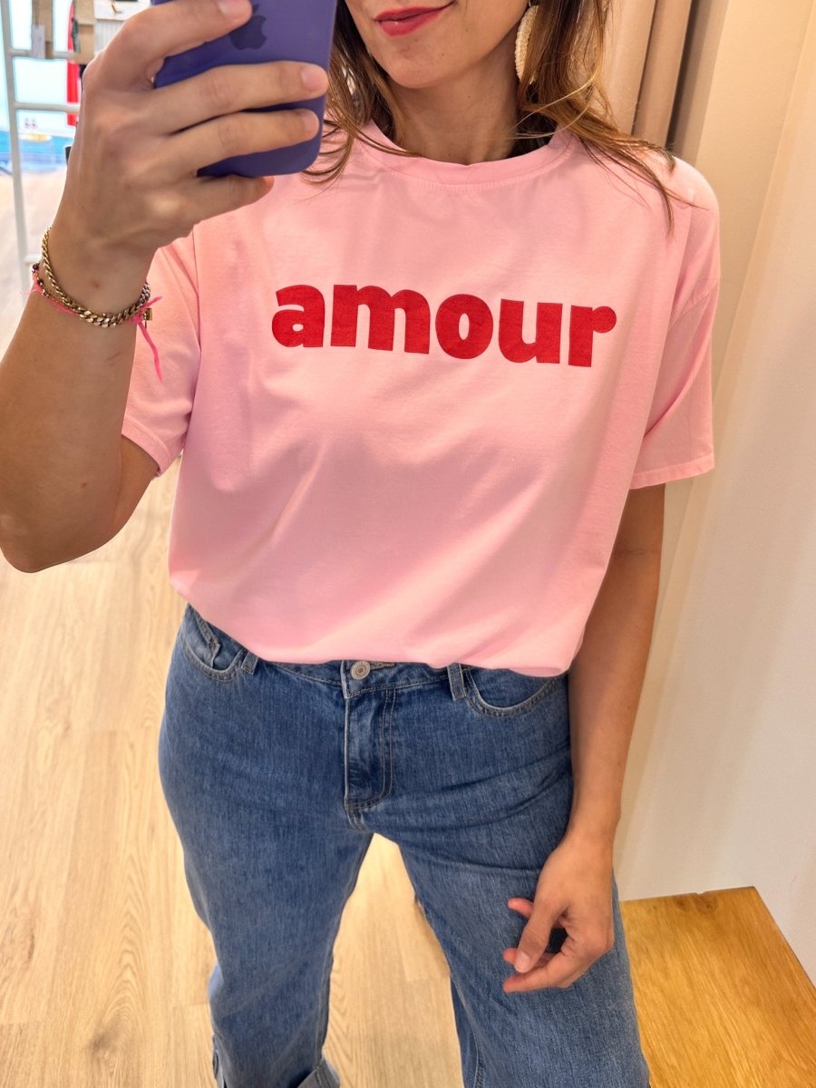 T - shirt Frenchy AMOUR ROSE - Loëla Top pour femme