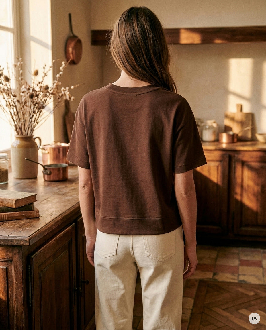 T-SHIRT SOHANNE CHOCOLAT - ORFEO T-SHIRT — Image générée par IA