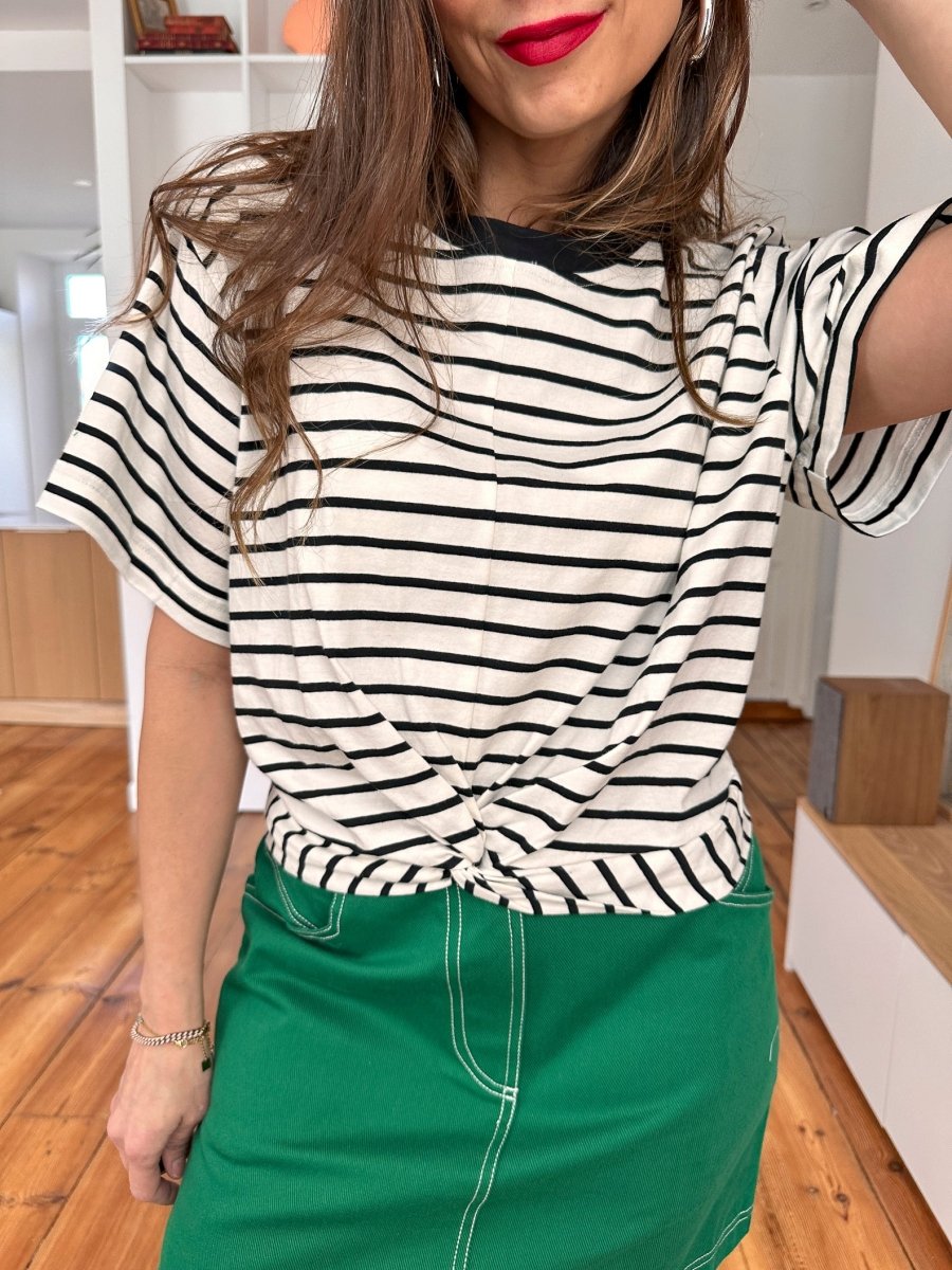 T-shirt Twisty RAYURES NOIR - LAUREPLUSMAX Top pour femme