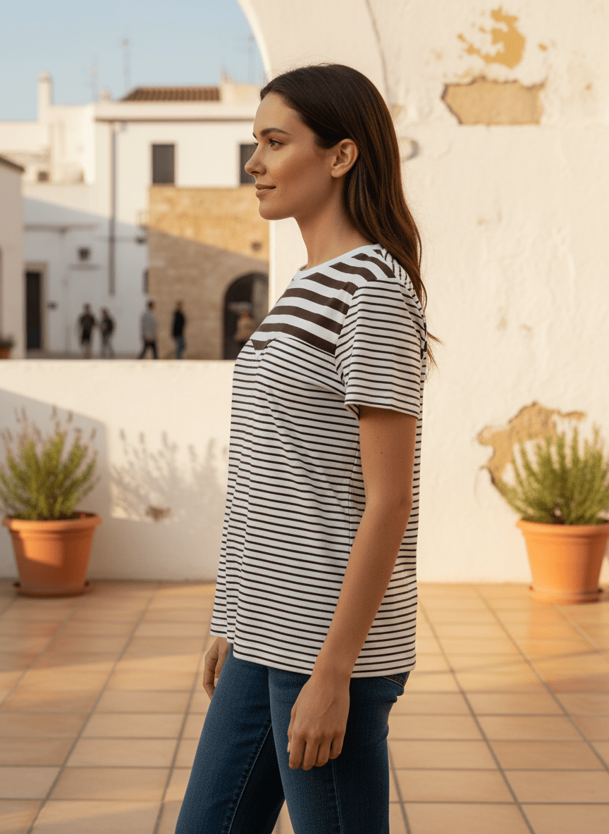 T - SHIRT VICTORIA BRUN ET ECRU - ADORE T - SHIRT