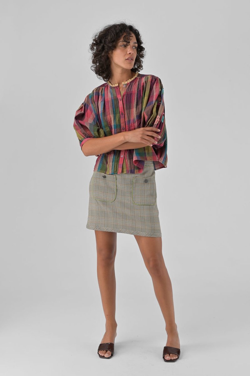 TOP MARA CARREAUX ROSES - ORFEO TOP