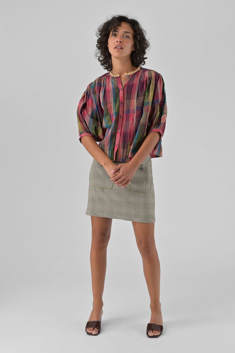 TOP MARA CARREAUX ROSES - ORFEO TOP