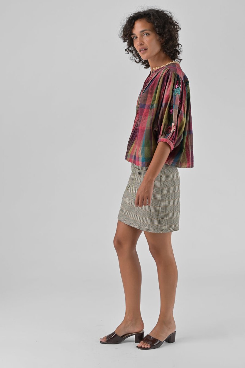 TOP MARA CARREAUX ROSES - ORFEO TOP