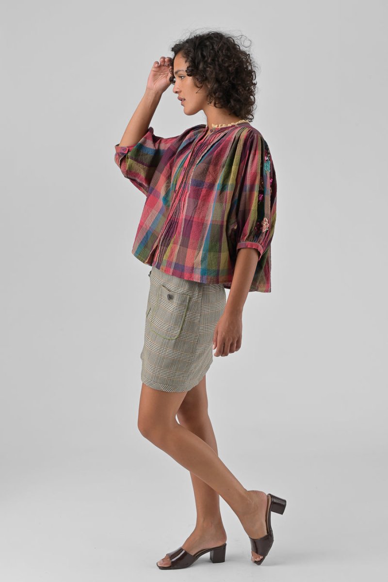 TOP MARA CARREAUX ROSES - ORFEO TOP