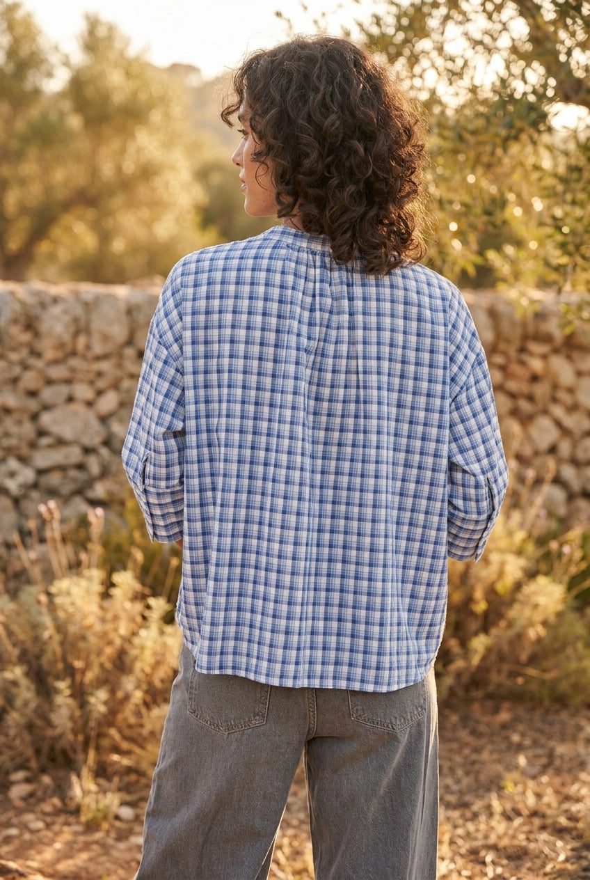 TOP SIMONE VICHY BLEU - ORFEO Top
